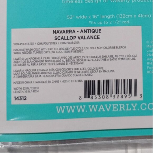 WAVERLY Navarra Antique Curtain Valances SET OF 3 Scalloped Valance Gold Floral - Picture 8 of 9
